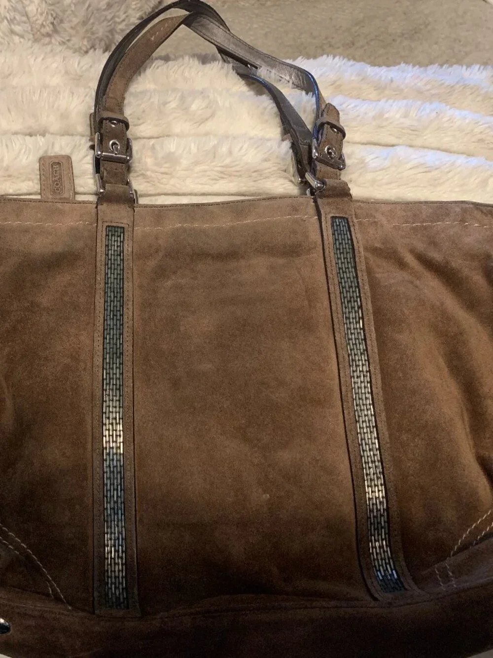 Light Brown Suede Coach Bag - Picture 2 of 5